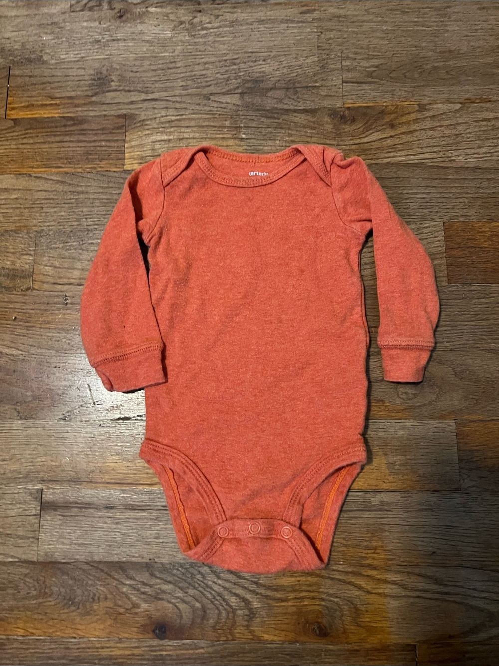 Orange Red 9 Months Baby Onesie Long Sleeve 100 Percent Cotton